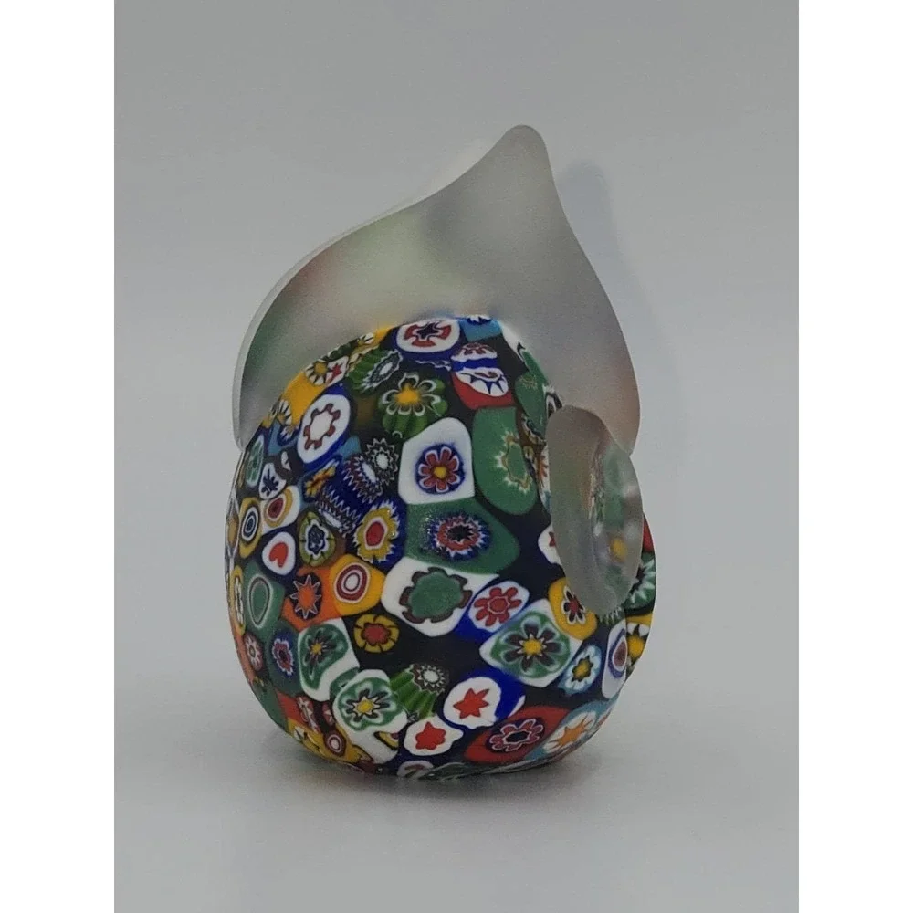 Murano Glass Millefiori Owl Figurine Frosted Paperweight‎ 2.75